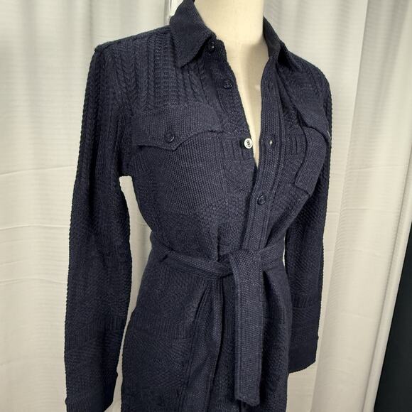 RRL Ralph Lauren Double RL Wool Cotton Belted Sweater Dress Size 2 S Blue $895 - Picture 3 of 12